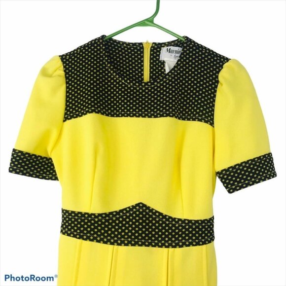 Marnie By London Yellow Polka dot Short Sleeve vintage Western Boho Flare Dress - Picture 4 of 16